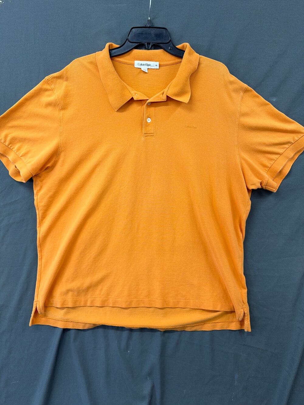 Calvin Klein Men's XL Orange Short Sleeve Polo Shirt Embroidered Logo